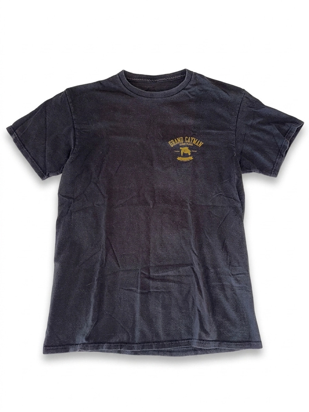 Nautical Authentic Grand Cayman Black Tee | Size L | Gold Accent Detail